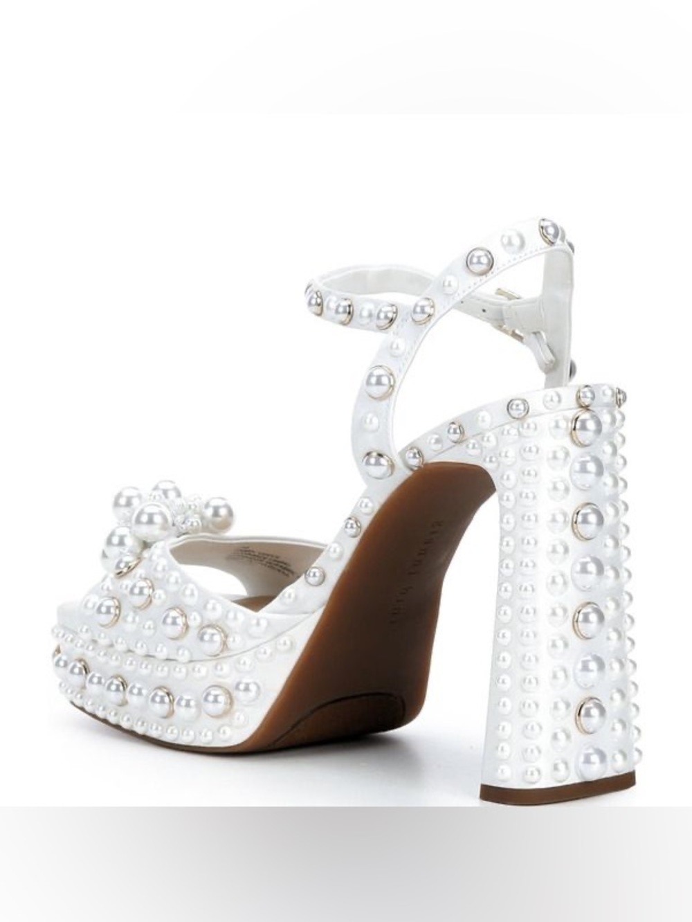 NWT Gianni Bini Hazell Pearl Embellished Ankle Wrap Platform Sandals Sz 9 - Picture 4 of 12